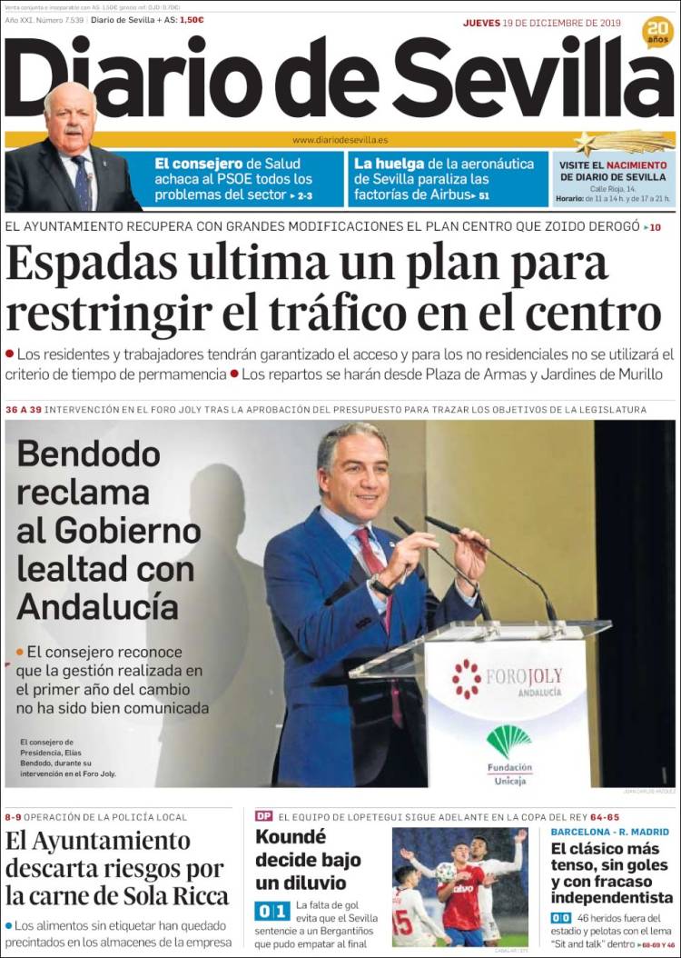 Portada de Diario de Sevilla (España)