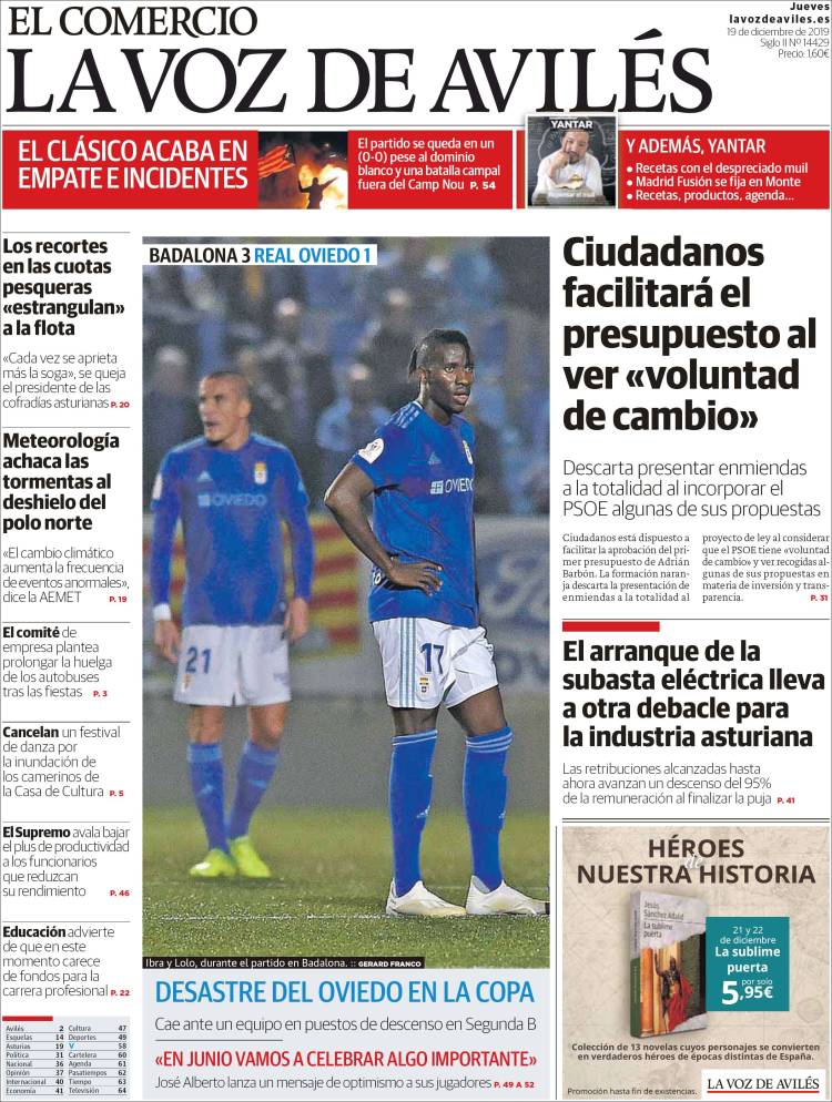 Portada de El Comercio - Avilés (España)