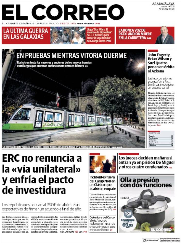 Portada de El Correo - Álava (España)