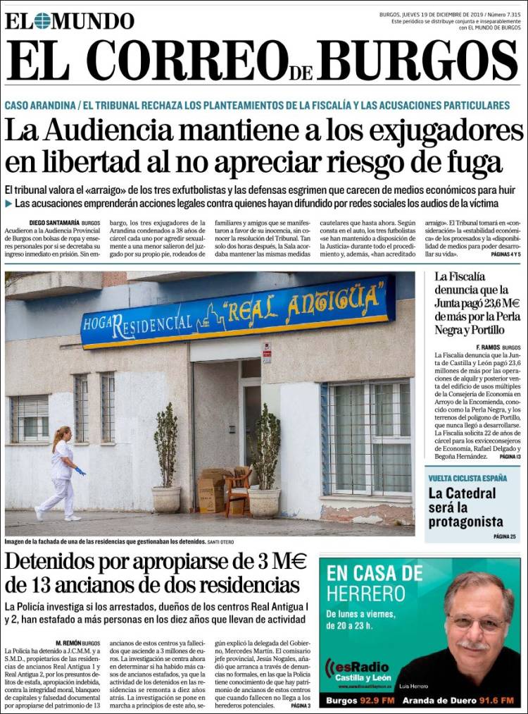 Portada de El Correo de Burgos (España)