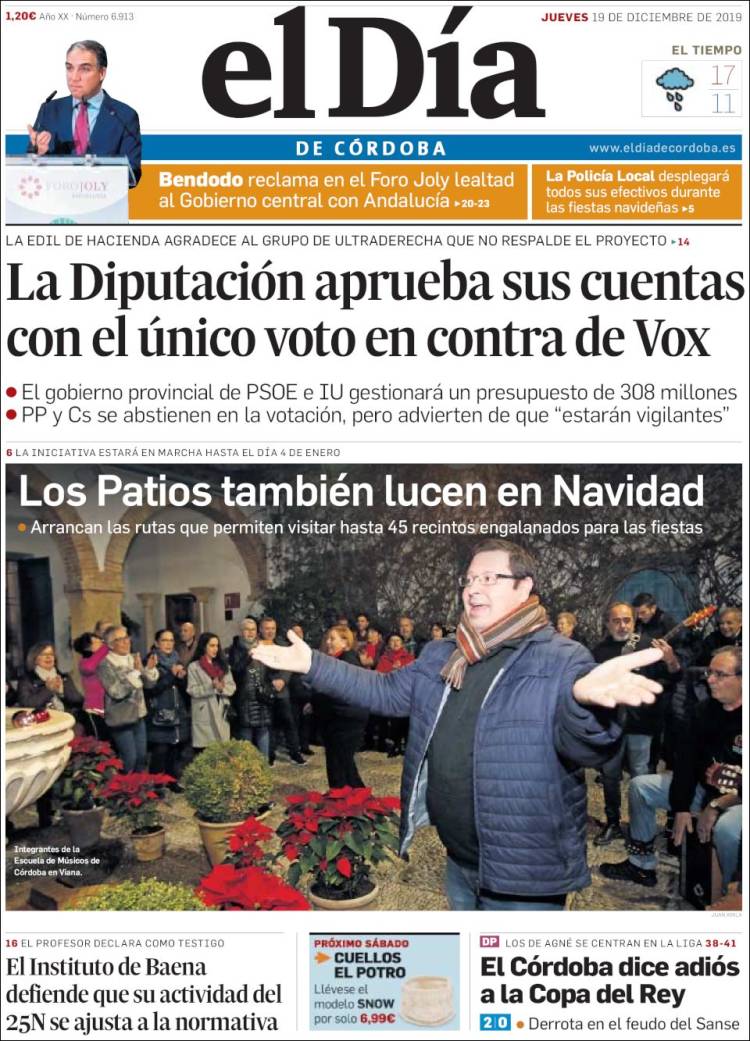 Portada de El Día de Córdoba (España)