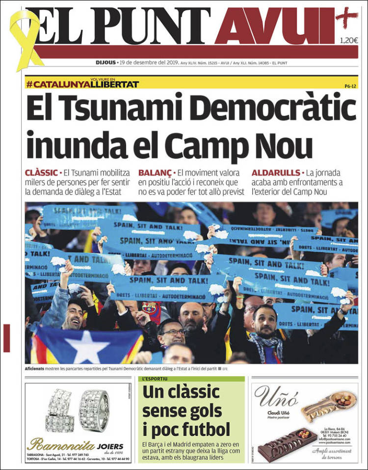 Portada de El Punt Avui (España)