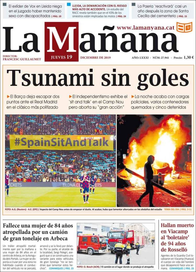 Portada de La Mañana - Diari de Ponent (España)