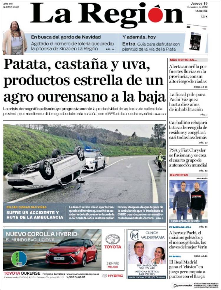 Portada de La Región de Ourense (España)