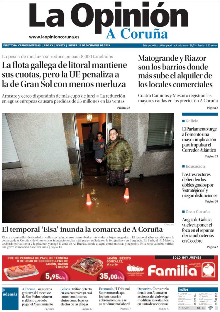 Portada de La Opinión de A Coruña (España)