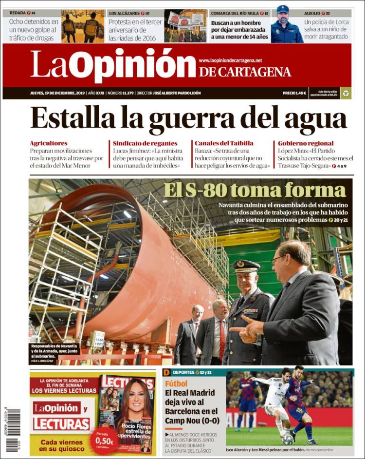 Portada de La Opinión de Murcia (España)