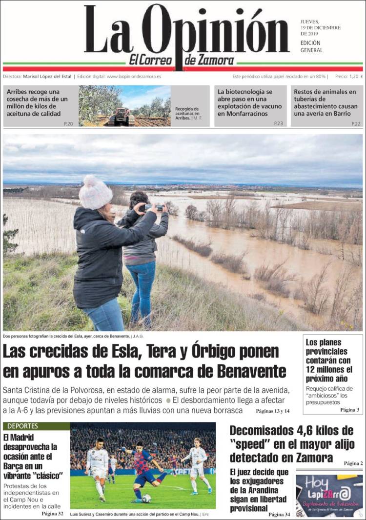 Portada de La Opinión - El Correo de Zamora (España)