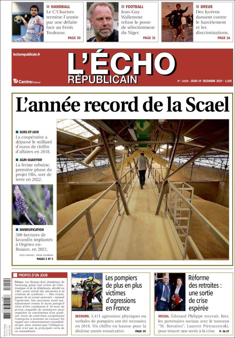 Portada de L'Echo Républicain (Francia)