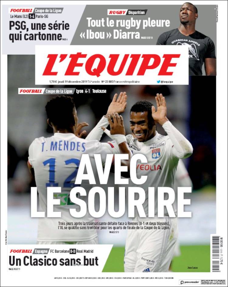 Portada de L'Equipe (Francia)