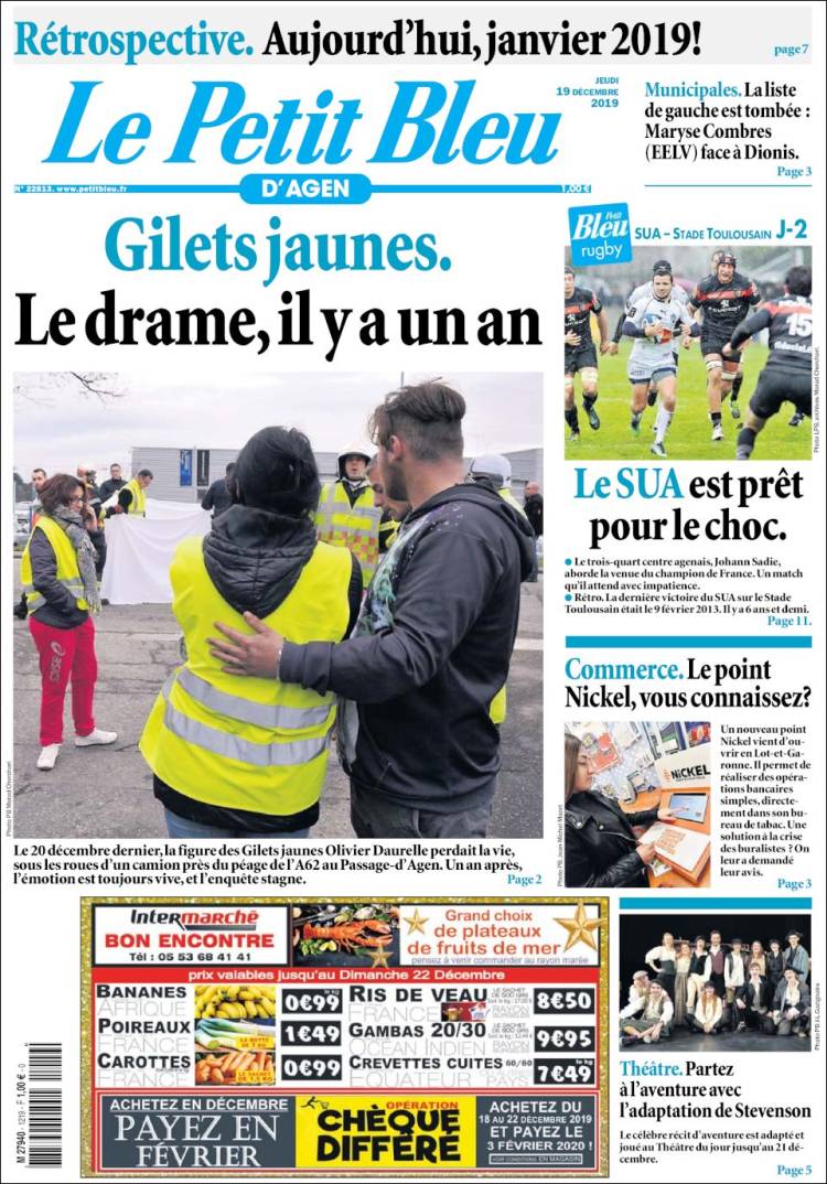 Portada de Le Petit Bleu (Francia)