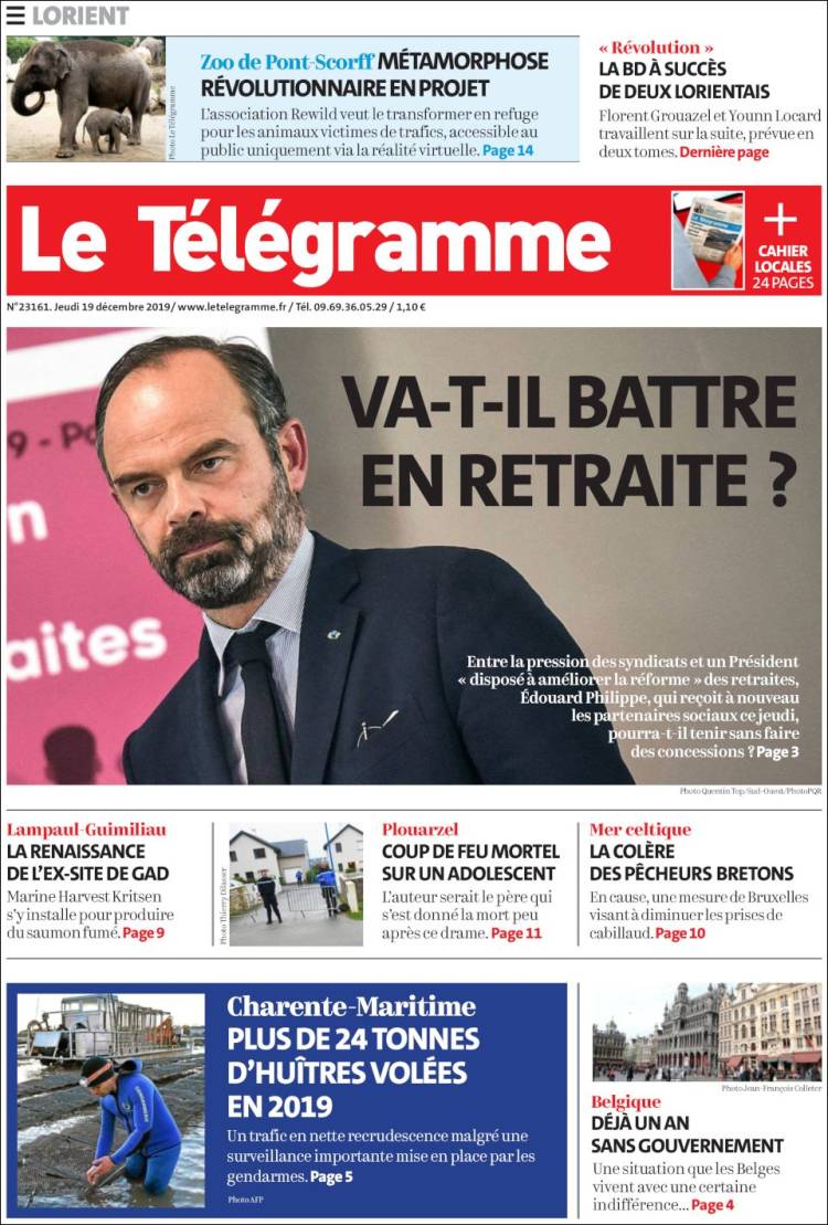 Portada de Télégramme (Francia)