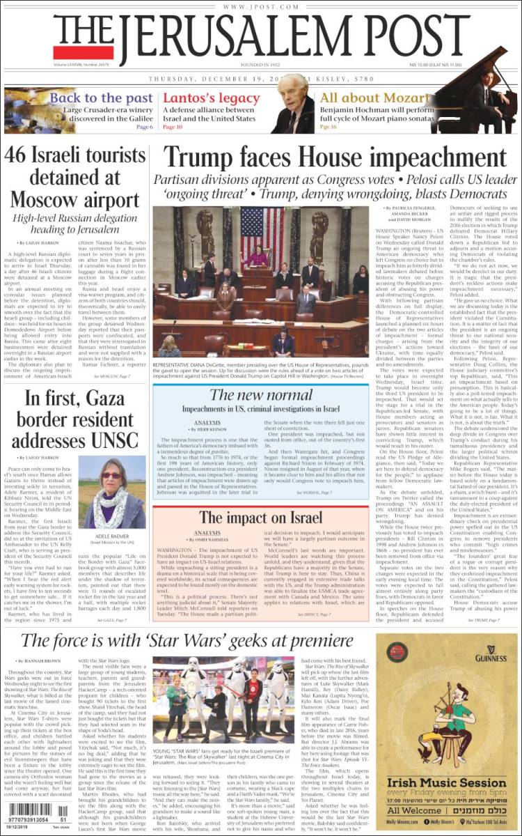 Portada de The Jerusalem Post (Israel)