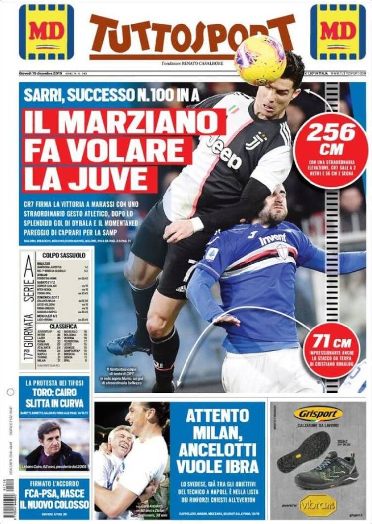 Portada de Tuttosport (Italia)