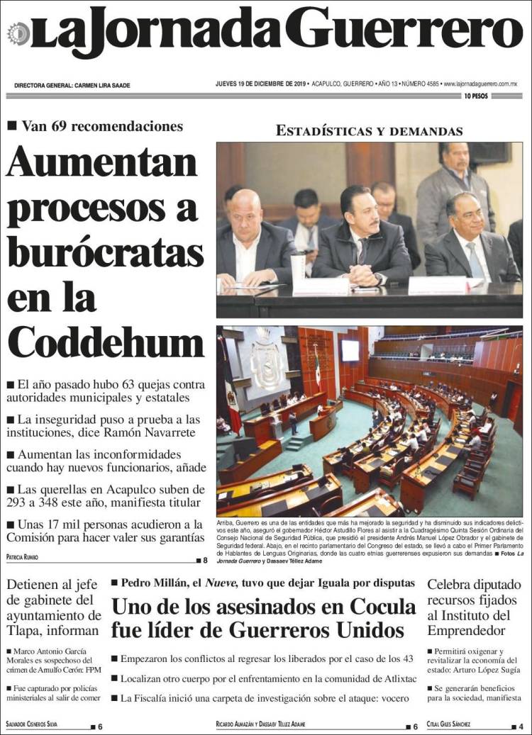 Portada de La Jornada de Guerrero (M&eacute;xico)