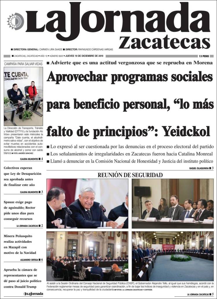 Portada de Jornada de Zacatecas (México)