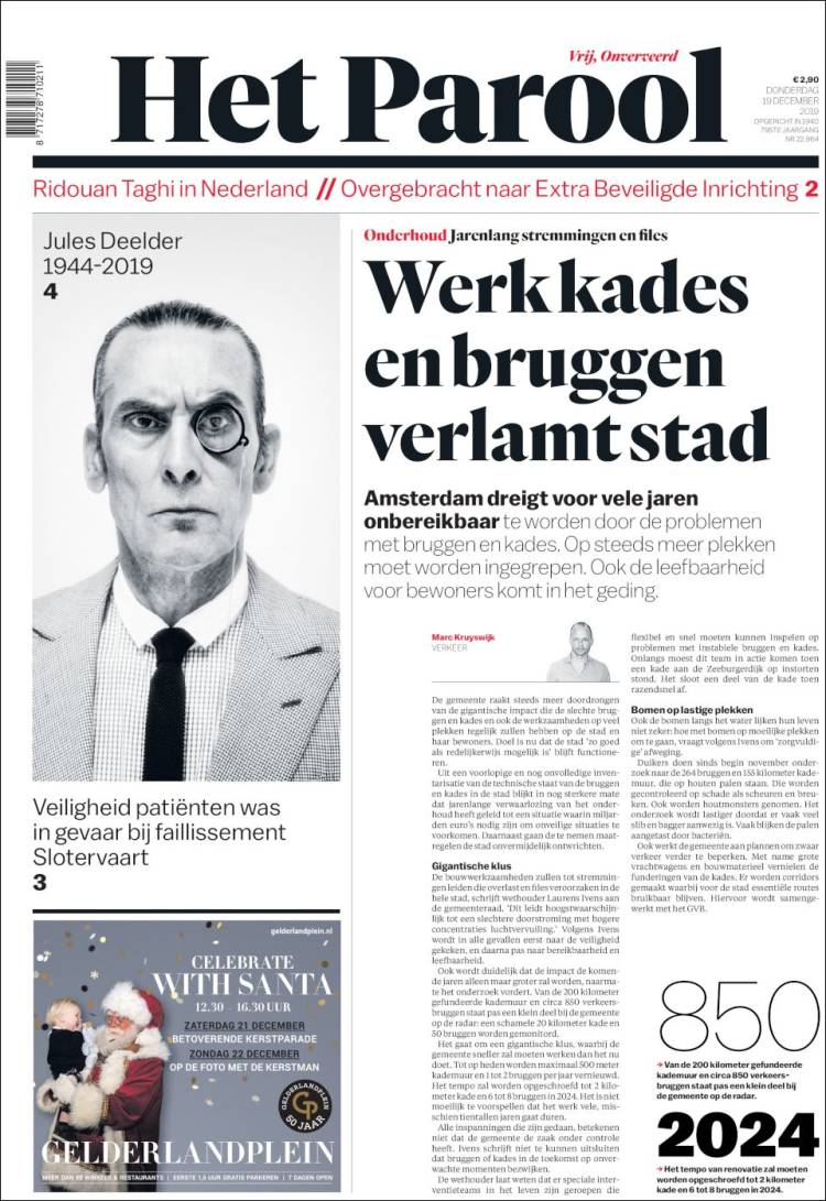 Portada de Het Parool (Pa&iacute;ses Bajos)