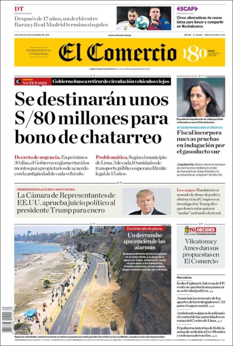 Portada de El Comercio (Perú)