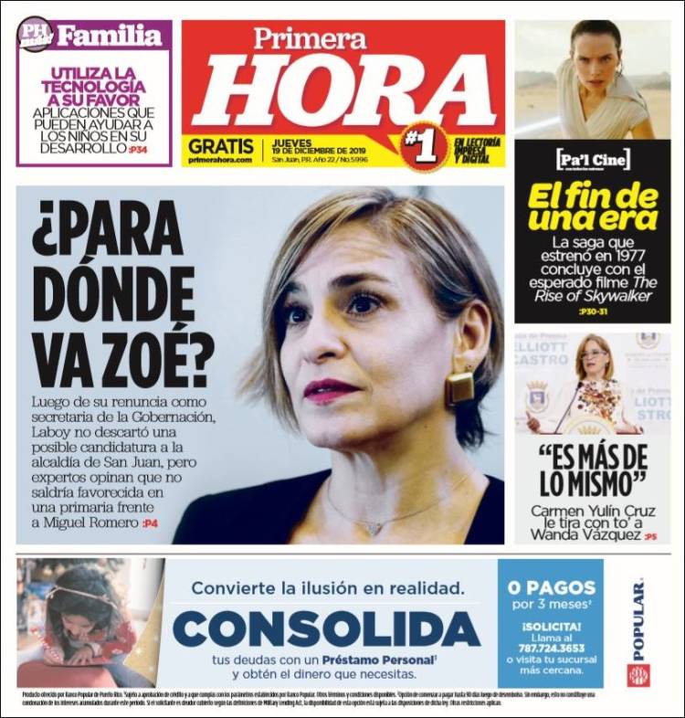 Portada de Primera Hora (Puerto Rico)