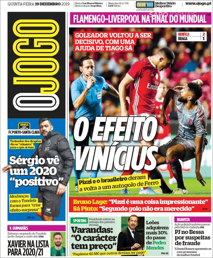 Portada de O Jogo (Portugal)