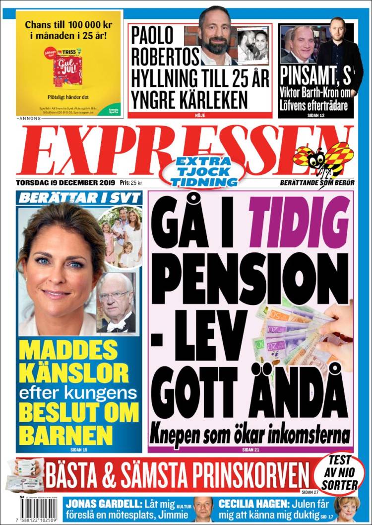 Portada de Expressen (Suecia)