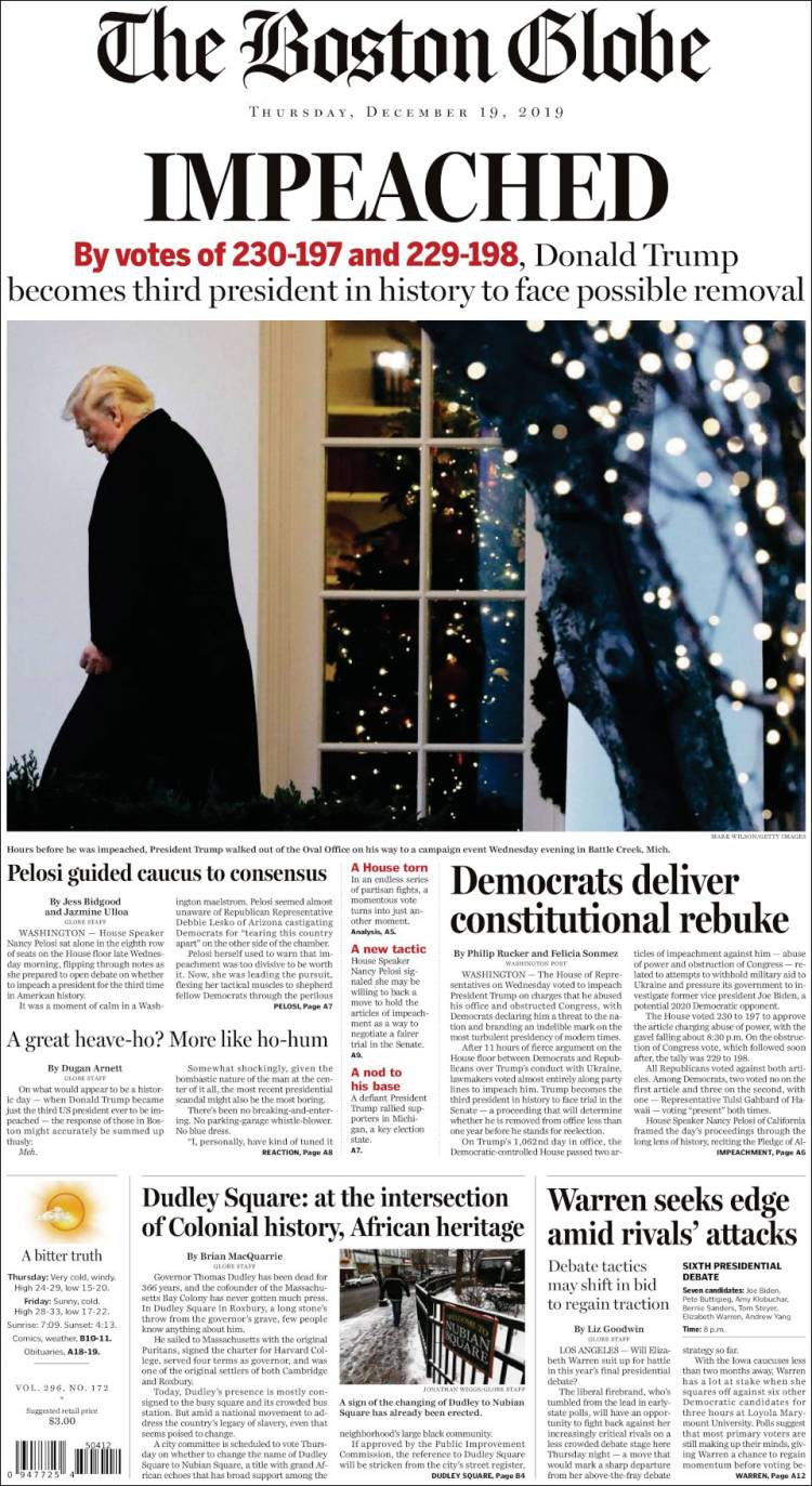 Portada de Boston Globe (USA)