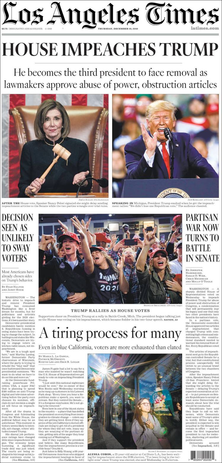 Portada de Los Angeles Times (USA)