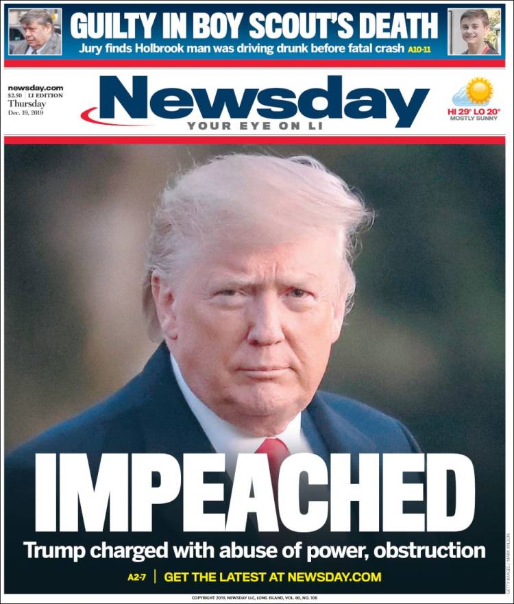 Portada de Newsday (USA)