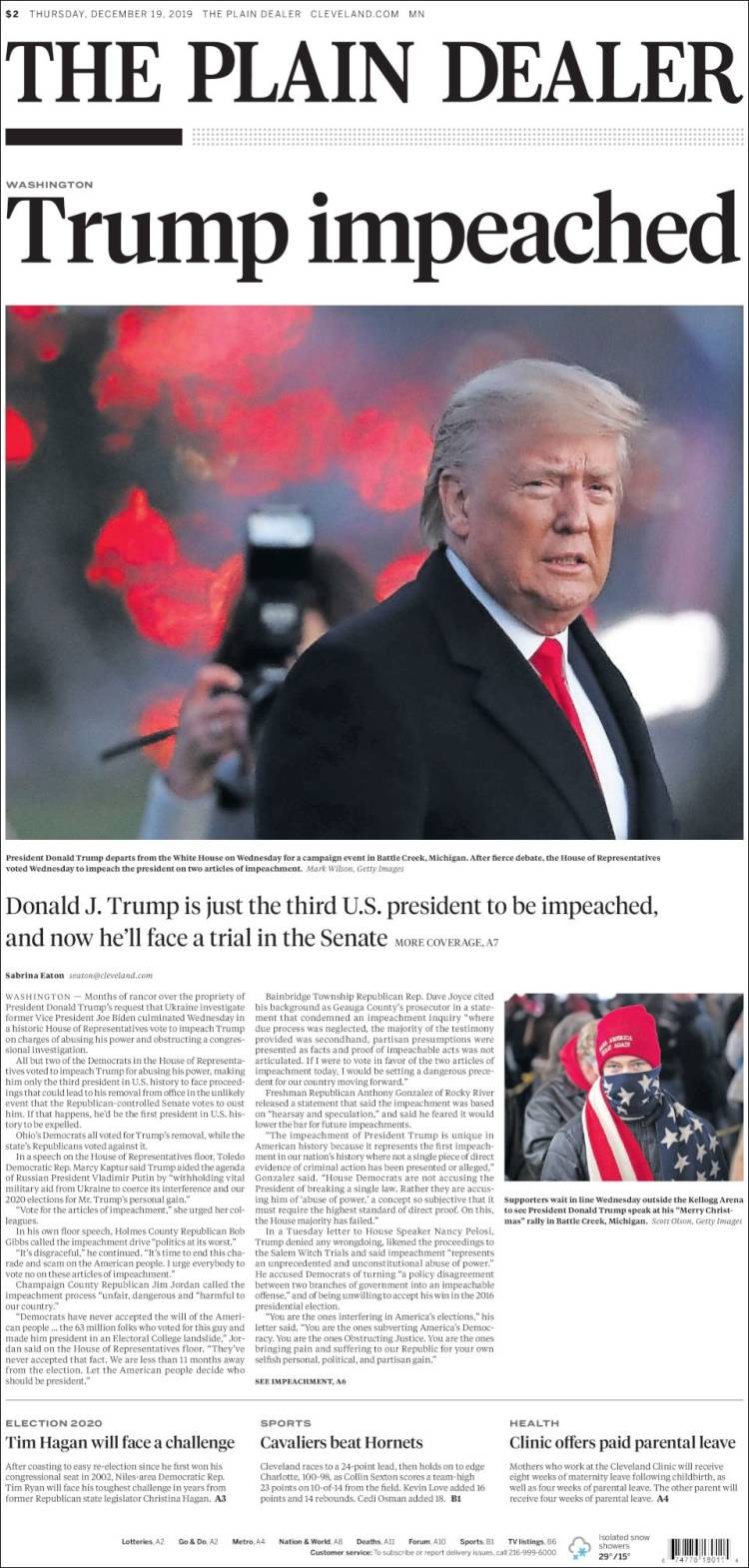 Portada de The Plain Dealer (USA)