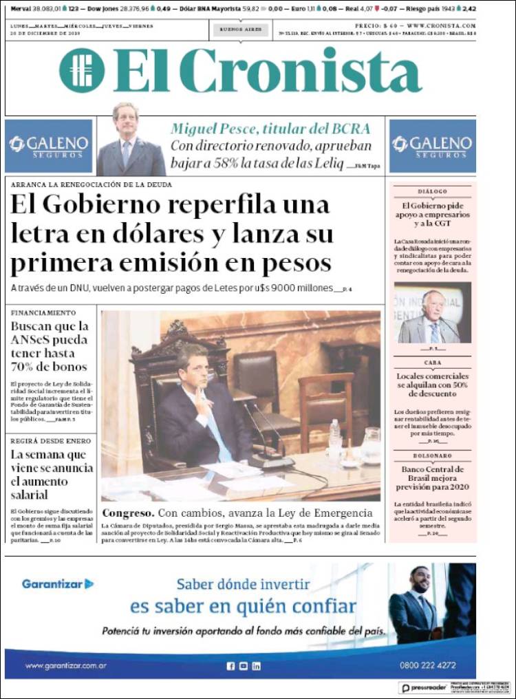 Portada de El Cronista Comercial (Argentina)