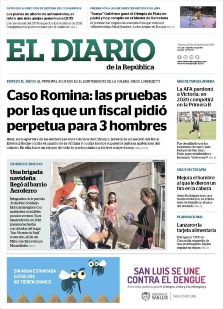 Portada de Diario de la República (Argentina)