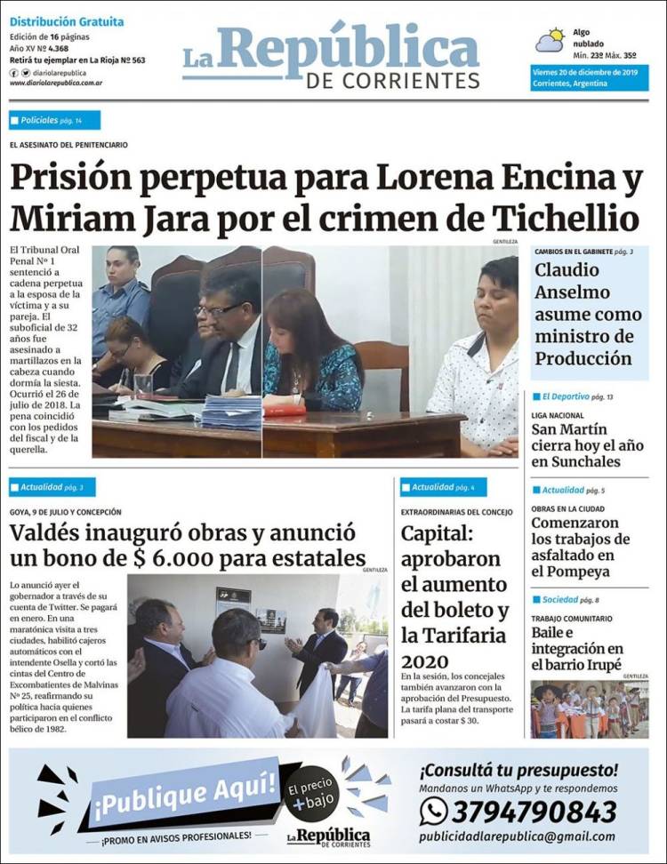 Portada de La República de Corrientes (Argentina)