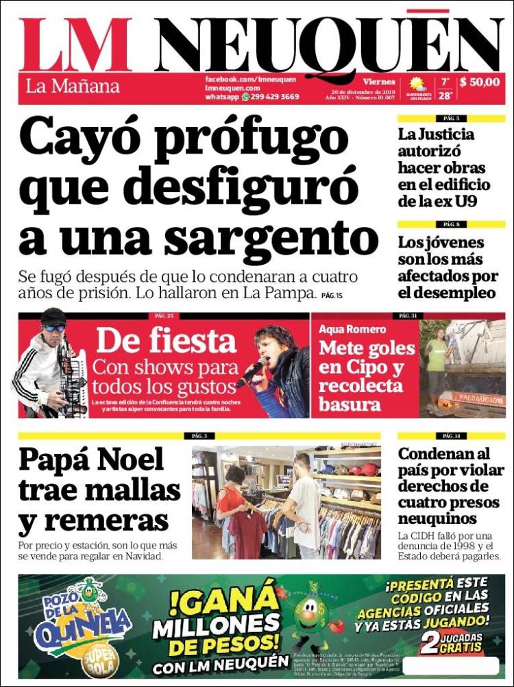 Portada de La Mañanade Neuquén (Argentina)
