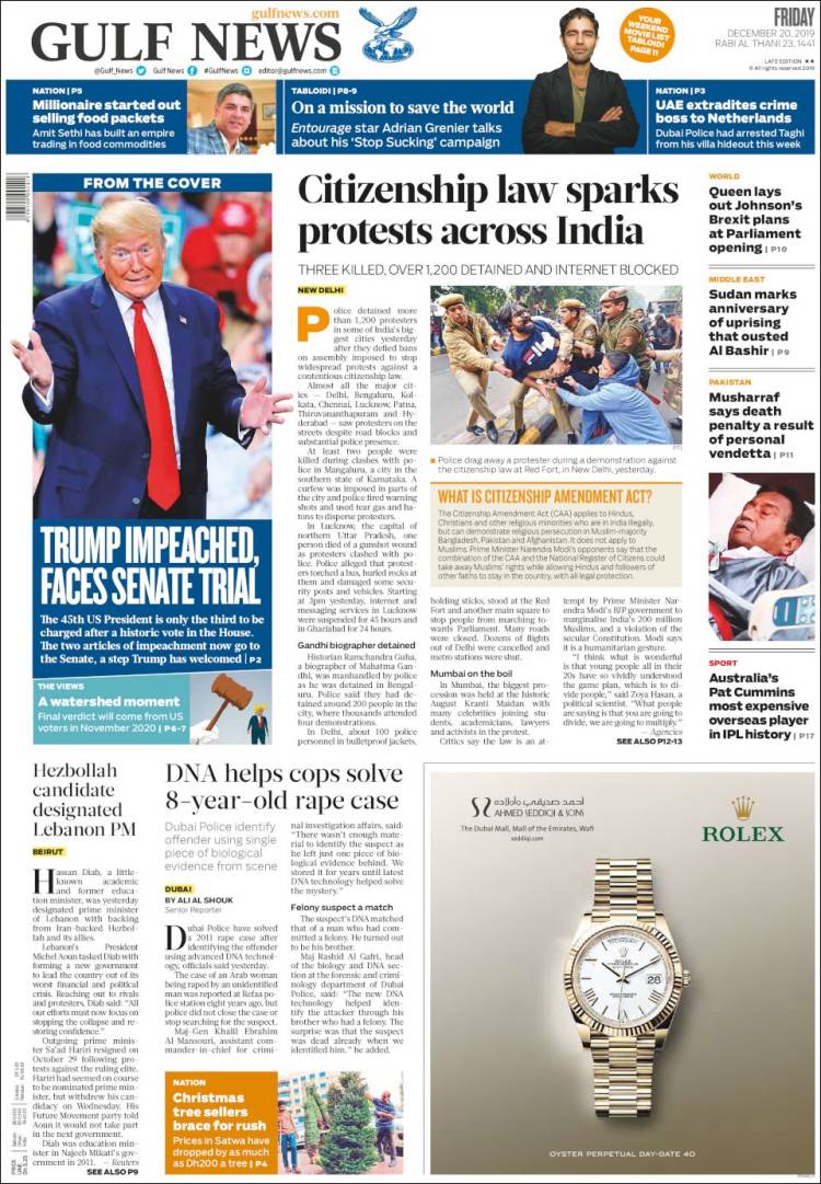 Portada de Gulf News (Asia-Pacific)