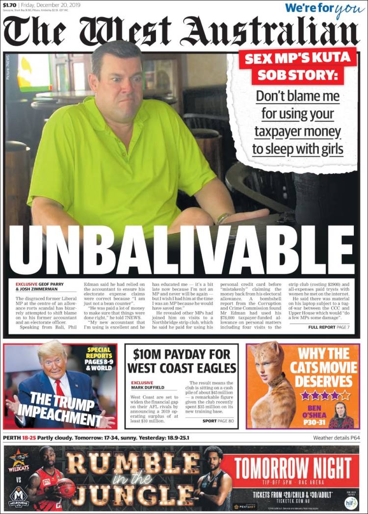 Portada de The West Australian (Australia)