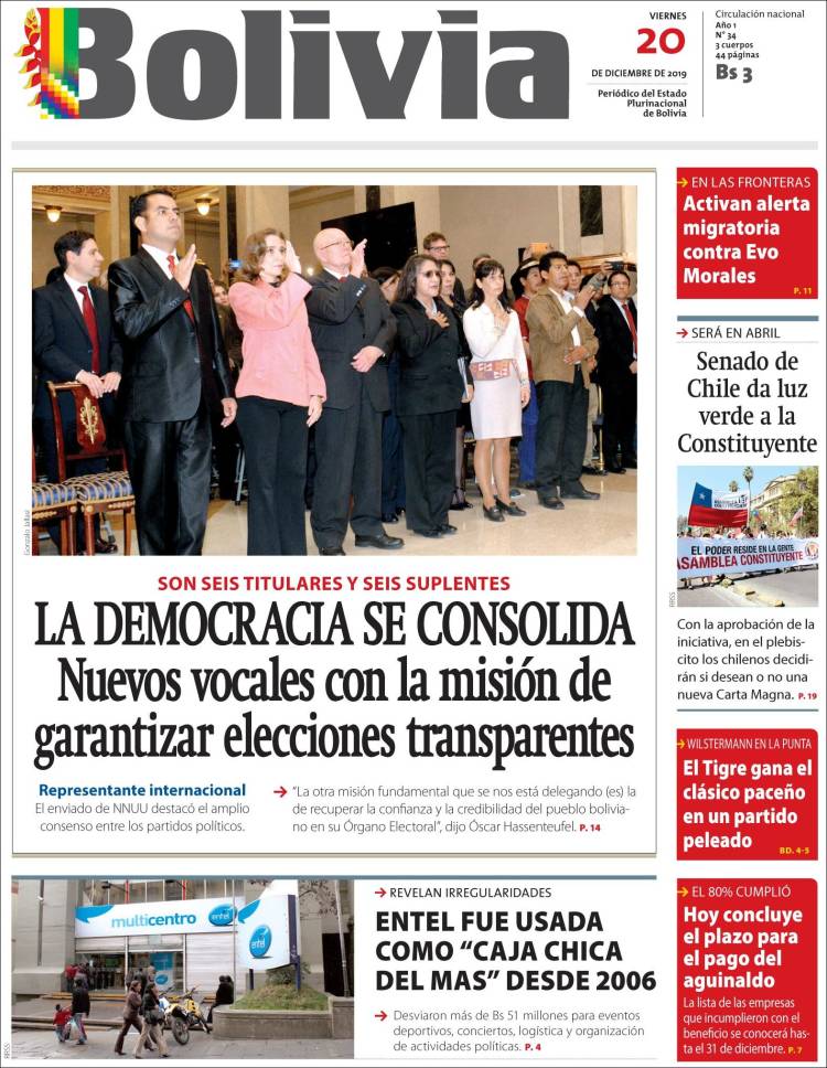 Portada de Cambio (Bolivia)