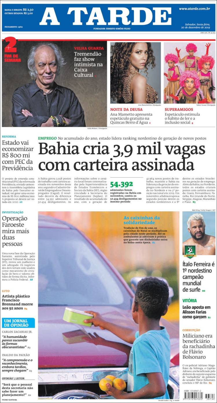 Portada de Diário A Tarde (Brasil)