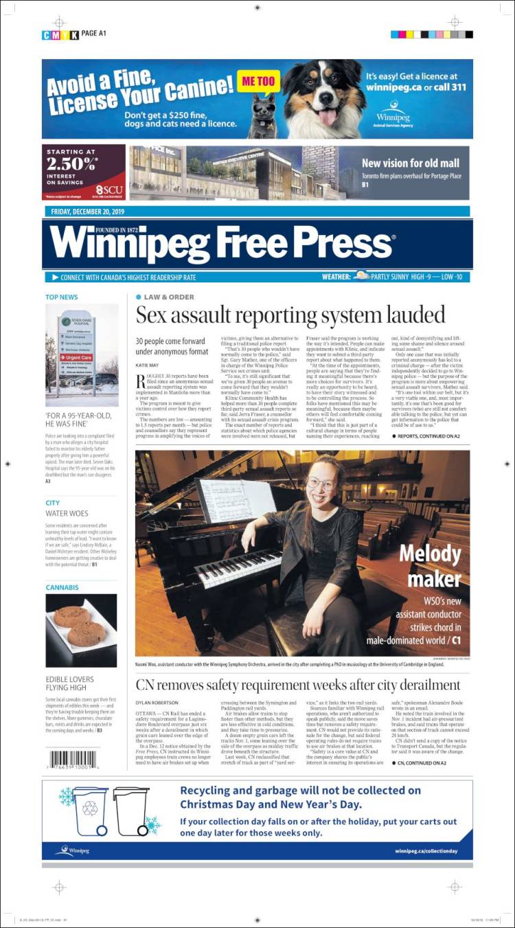 Portada de Winnipeg Free Press (Canada)