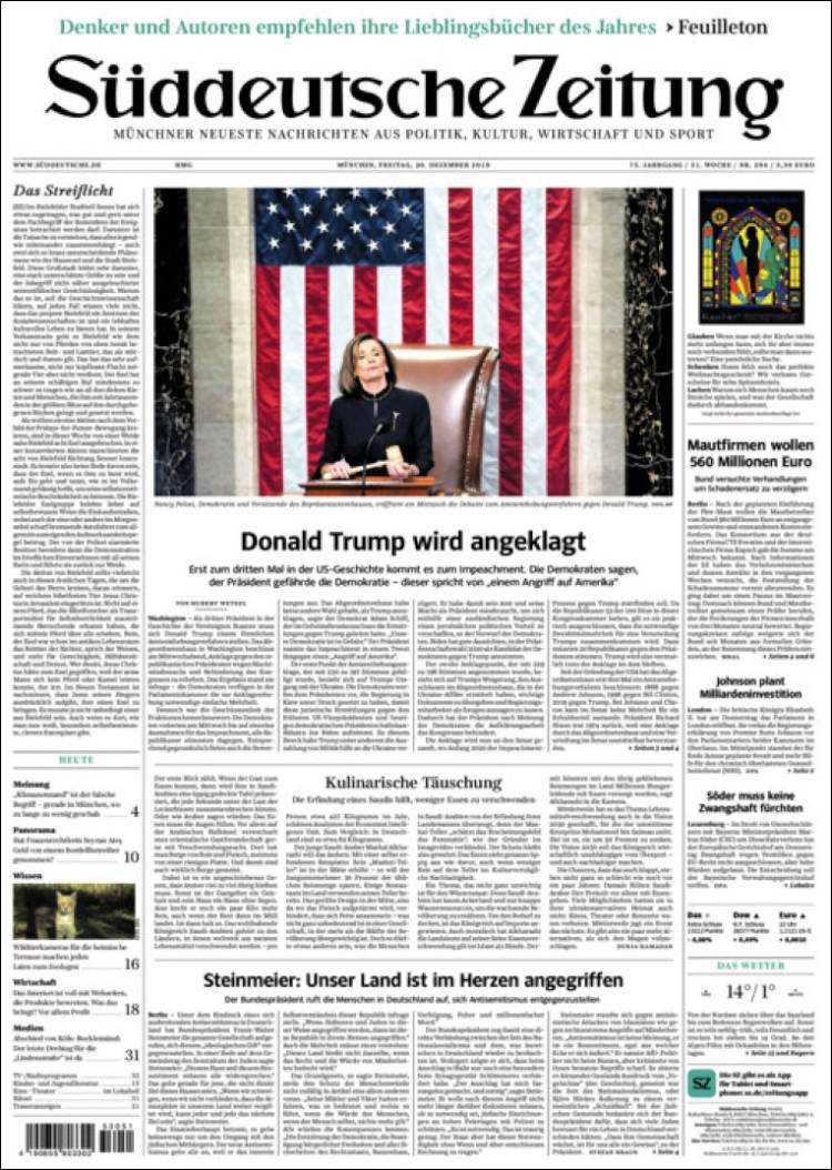 Portada de Sueddeutsche (Alemania)