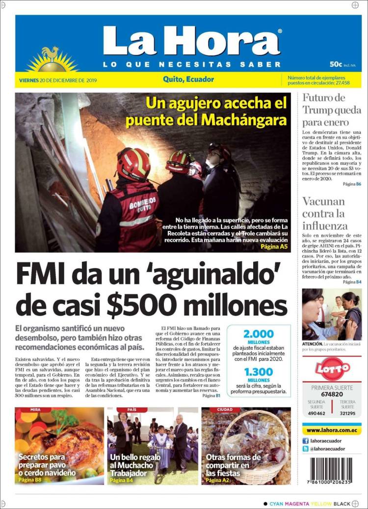 Portada de La Hora - Ecuador (Ecuador)