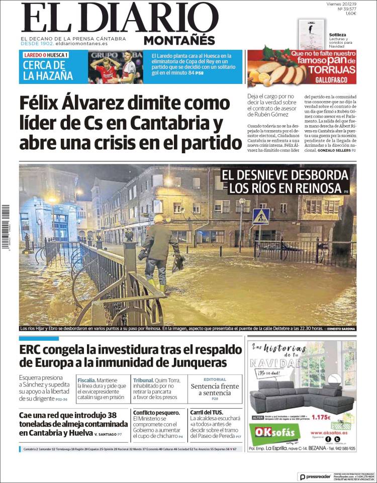 Portada de El Diario Montañés (Espa&ntilde;a)