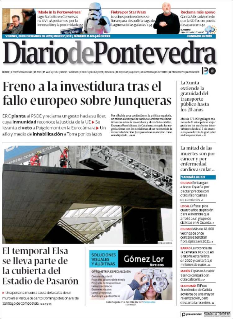 Portada de Diario de Pontevedra (Espa&ntilde;a)