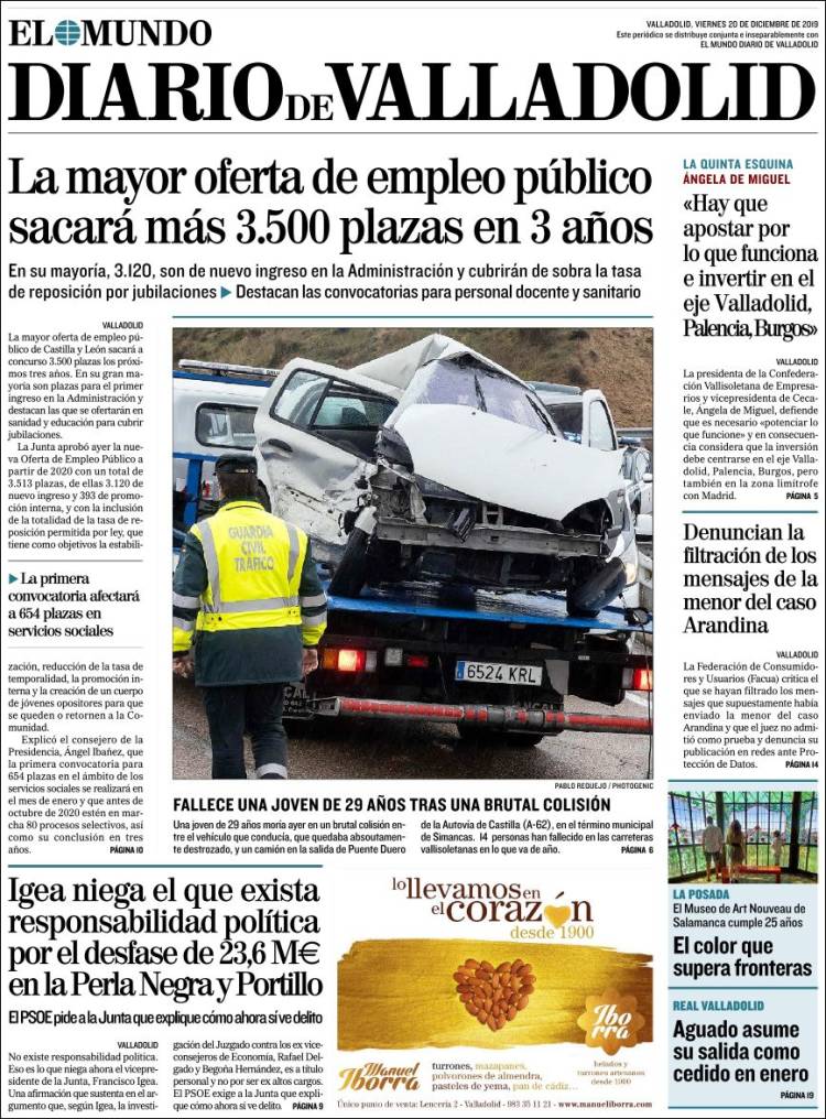 Portada de Diario de Valladolid (Espa&ntilde;a)