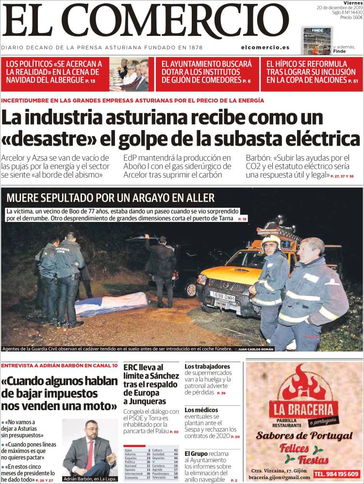 Portada de El Comercio - Gijón (Espa&ntilde;a)