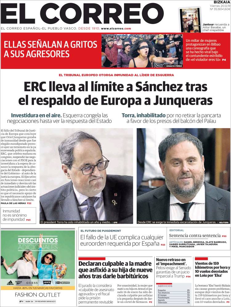 Portada de El Correo (Espa&ntilde;a)
