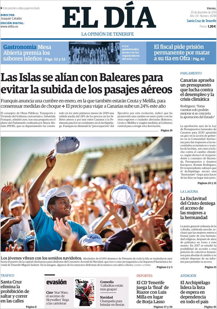 Portada de El Día (Espa&ntilde;a)