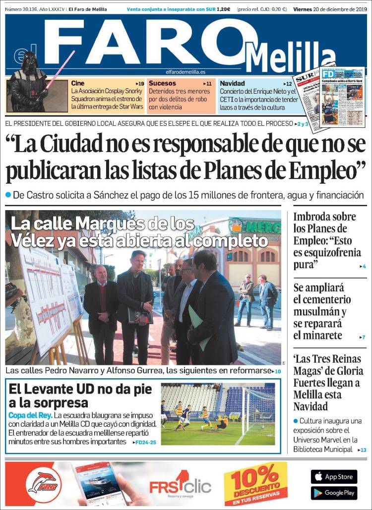 Portada de El Faro de Melilla (Espa&ntilde;a)