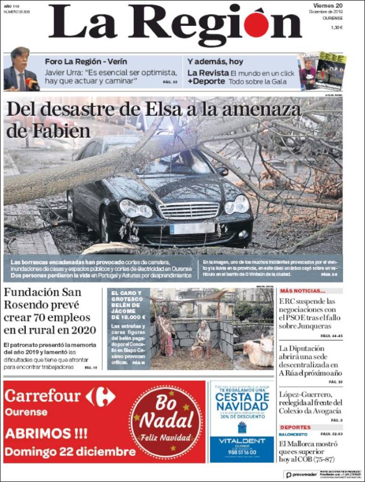 Portada de La Región de Ourense (Espa&ntilde;a)