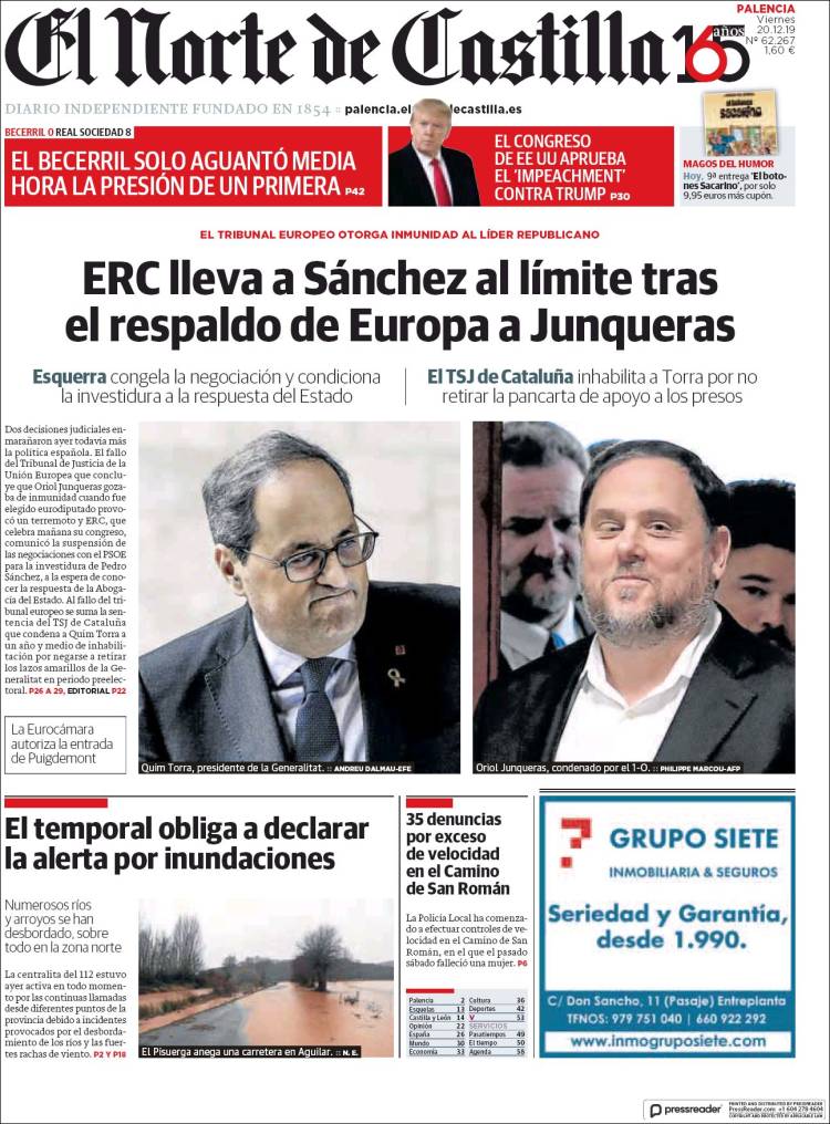 Portada de Norte de Castilla - Palencia (Espa&ntilde;a)