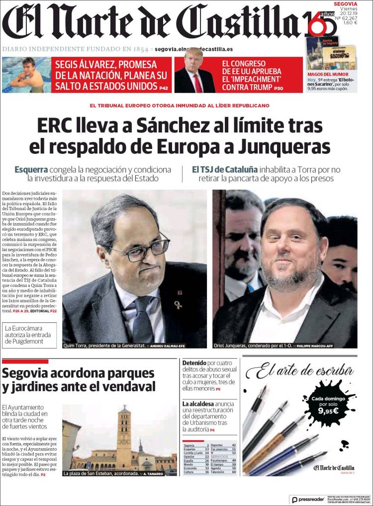 Portada de Norte de Castilla - Segovia (Espa&ntilde;a)