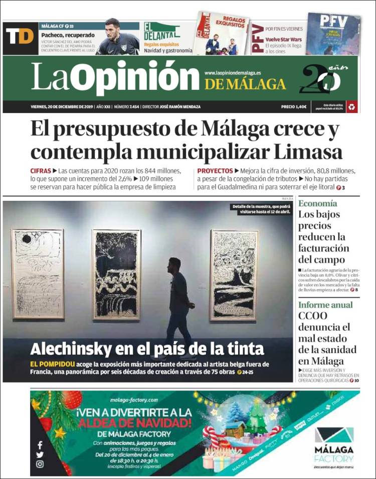 Portada de La Opinión de Málaga (Espa&ntilde;a)